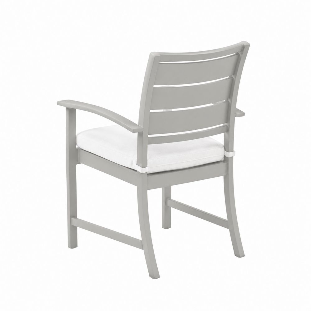 Silla de aluminio gris con cojín de poliéster blanco