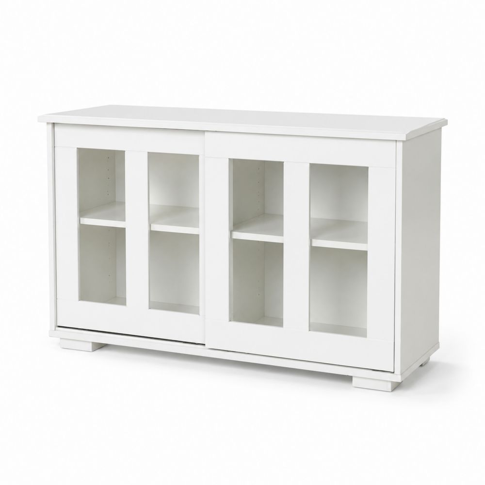 Aparador de Madera MDF con Puertas Corredizas, 120x40x80 cm, Blanco