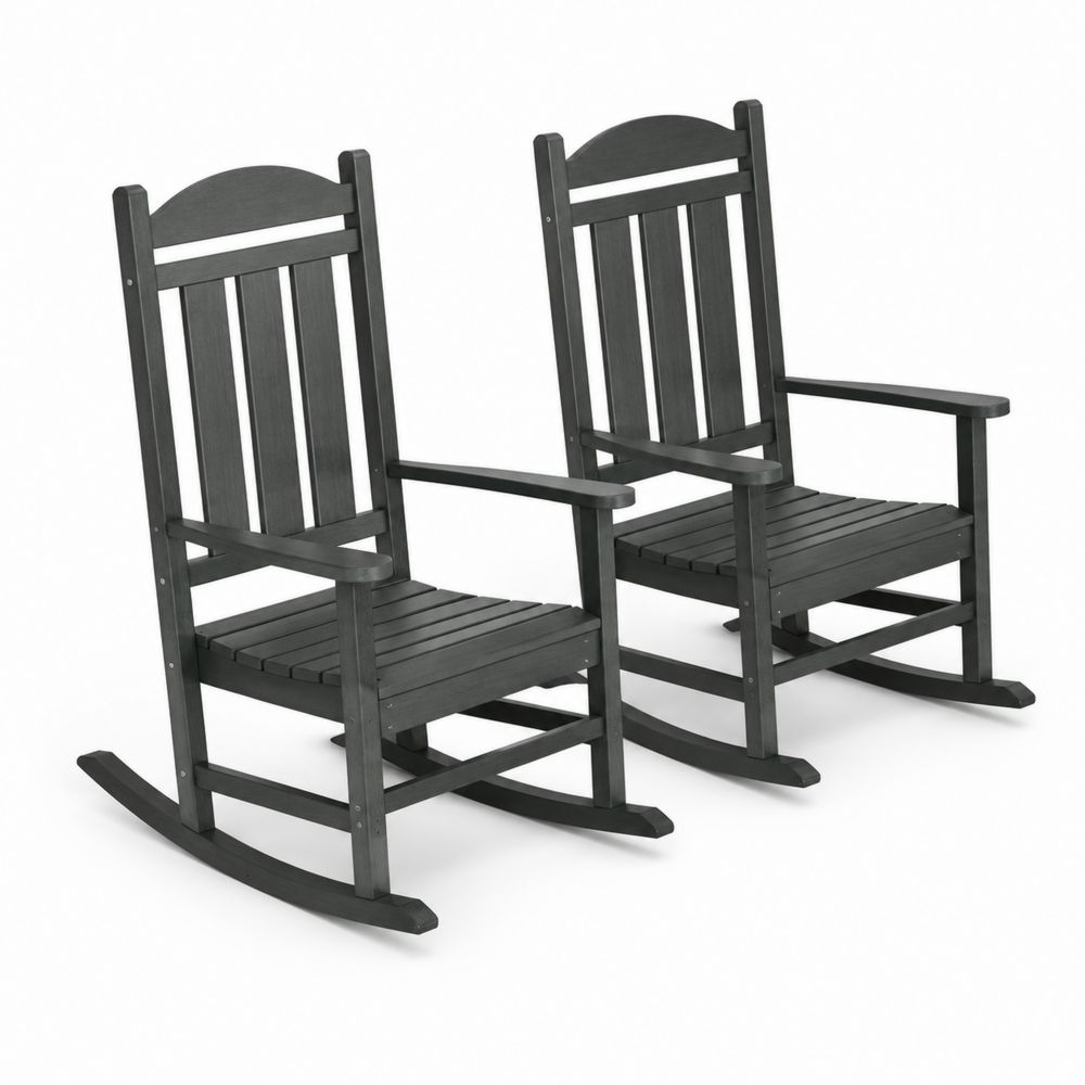 Conjunto de dos sillas mecedoras de madera negra