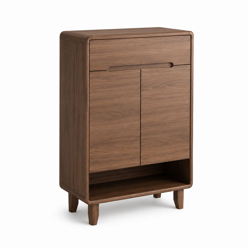 Zapatero de Madera de Nogal con Dos Puertas