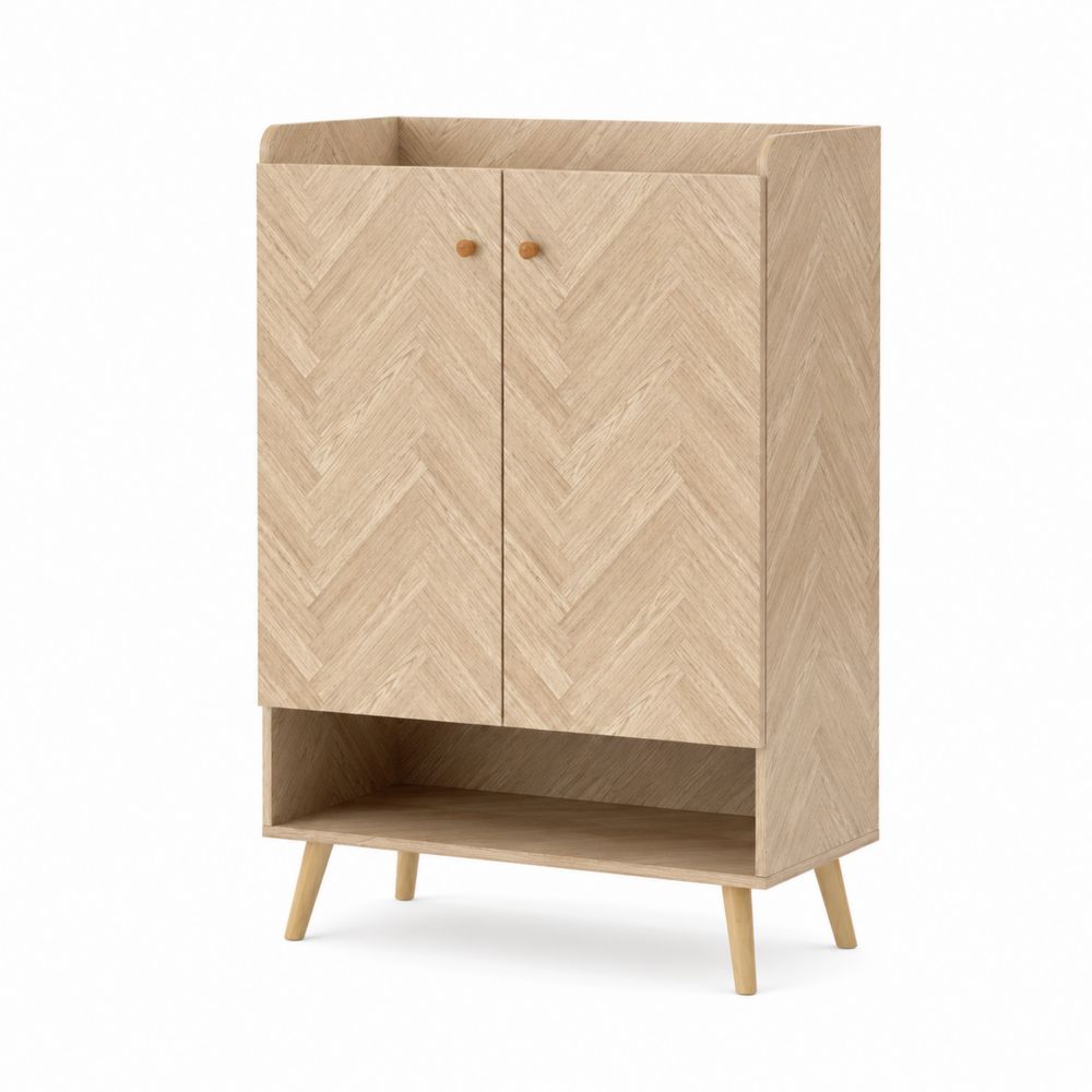 Zapatero de Madera de Roble con Estante Inferior Abierto, 80x120x30 cm