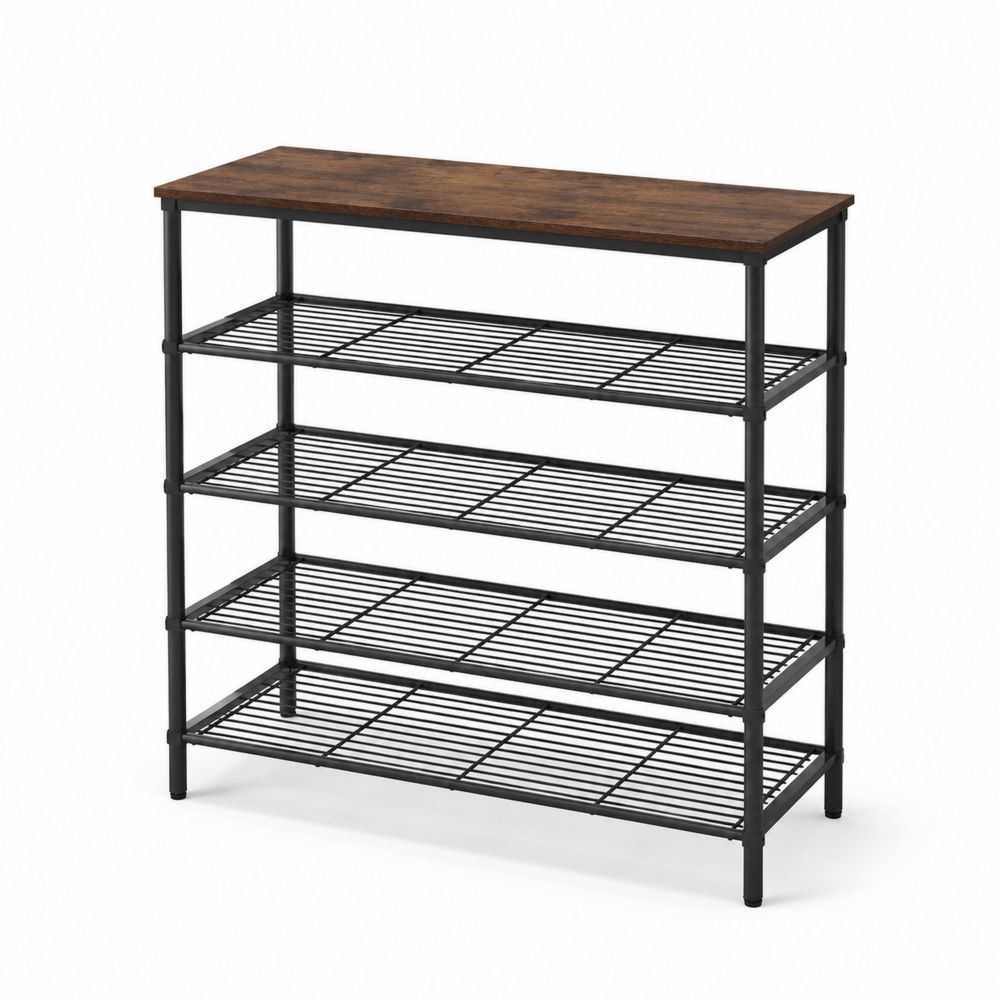 Zapatero de Metal y MDF con 5 Estantes 80x30x90cm Negro