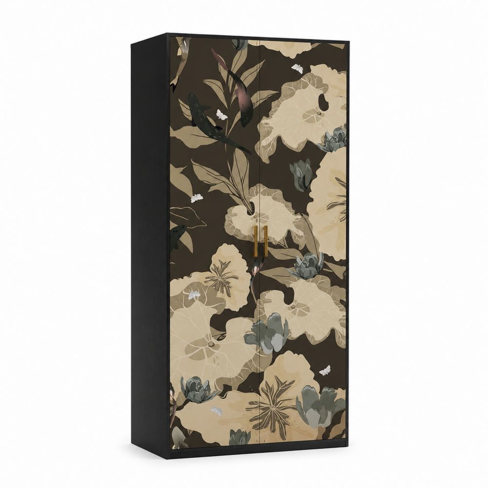Armario de madera con diseño floral 180x80x50 cm