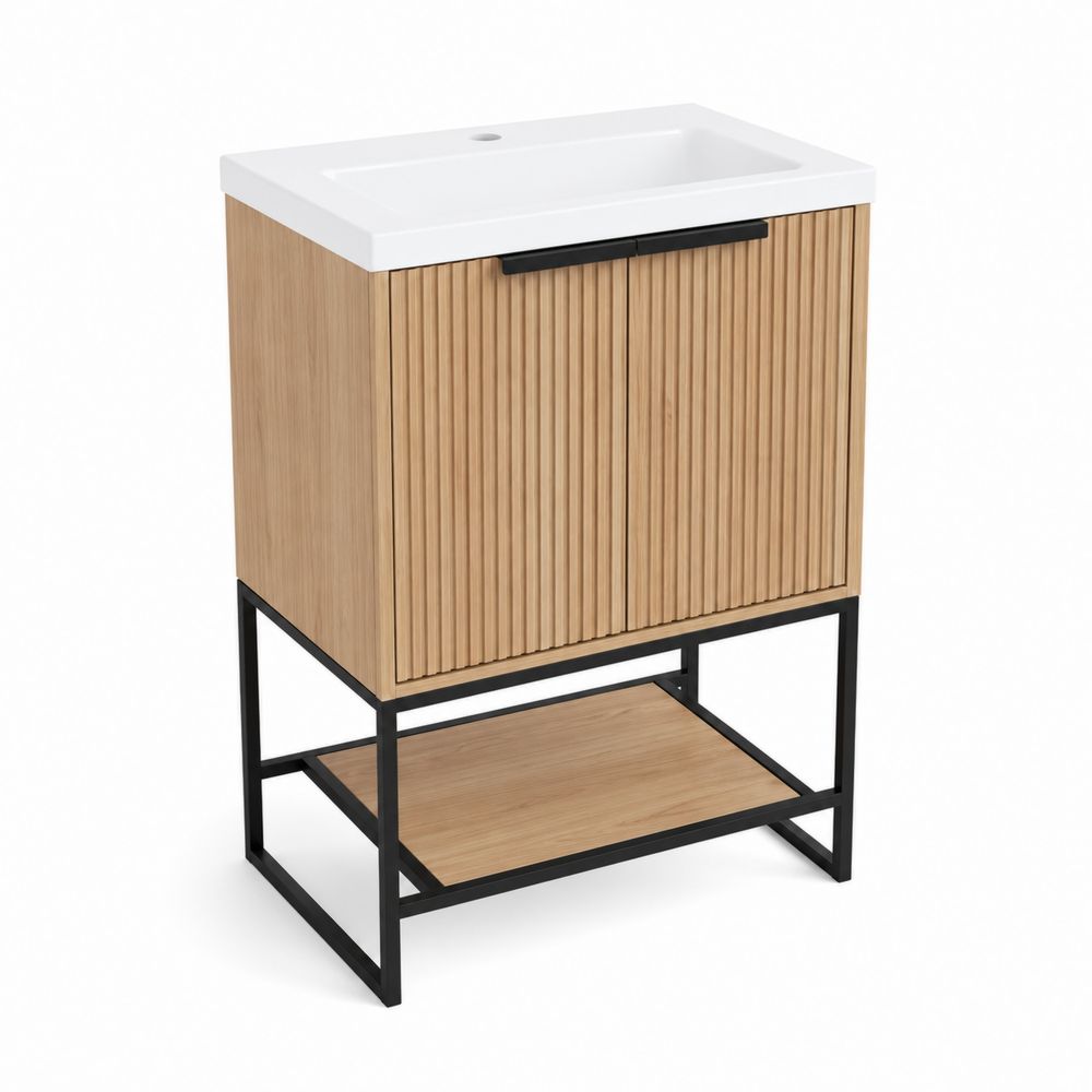 Mueble de baño bajo lavabo de madera y metal 80x60x40cm