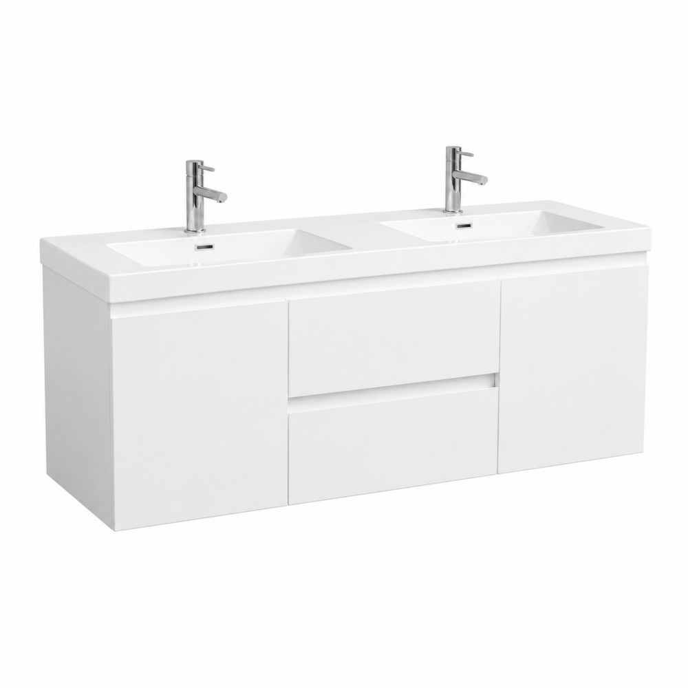 Mueble de lavabo doble de MDF con dos lavabos 120 cm x 45 cm x 50 cm