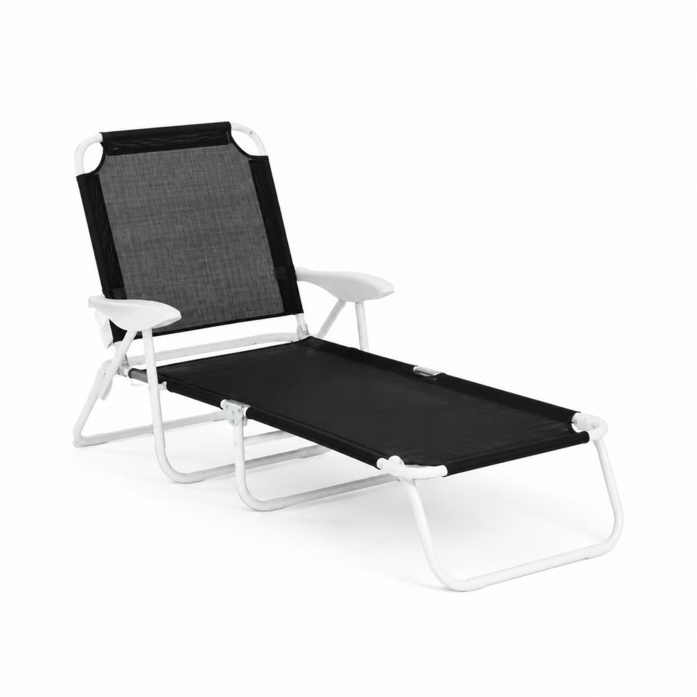 Tumbona plegable de aluminio y textileno Negro