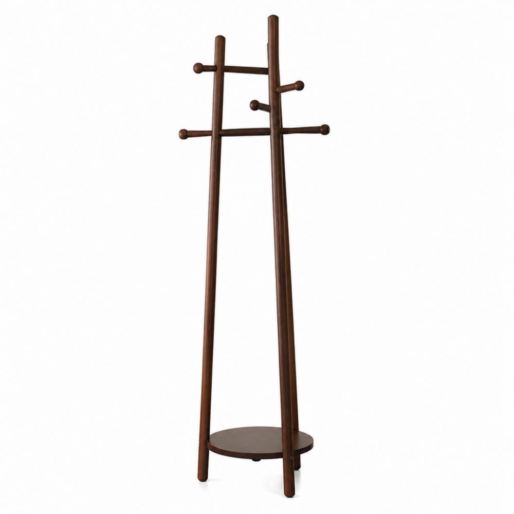 Perchero de Madera Marrón con Base Redonda