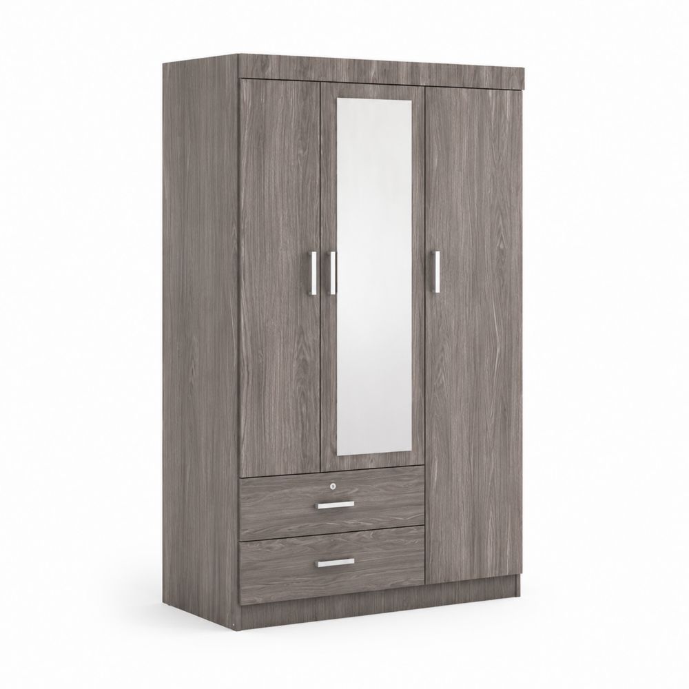 Armario de madera con espejo gris de 180x120x50 cm