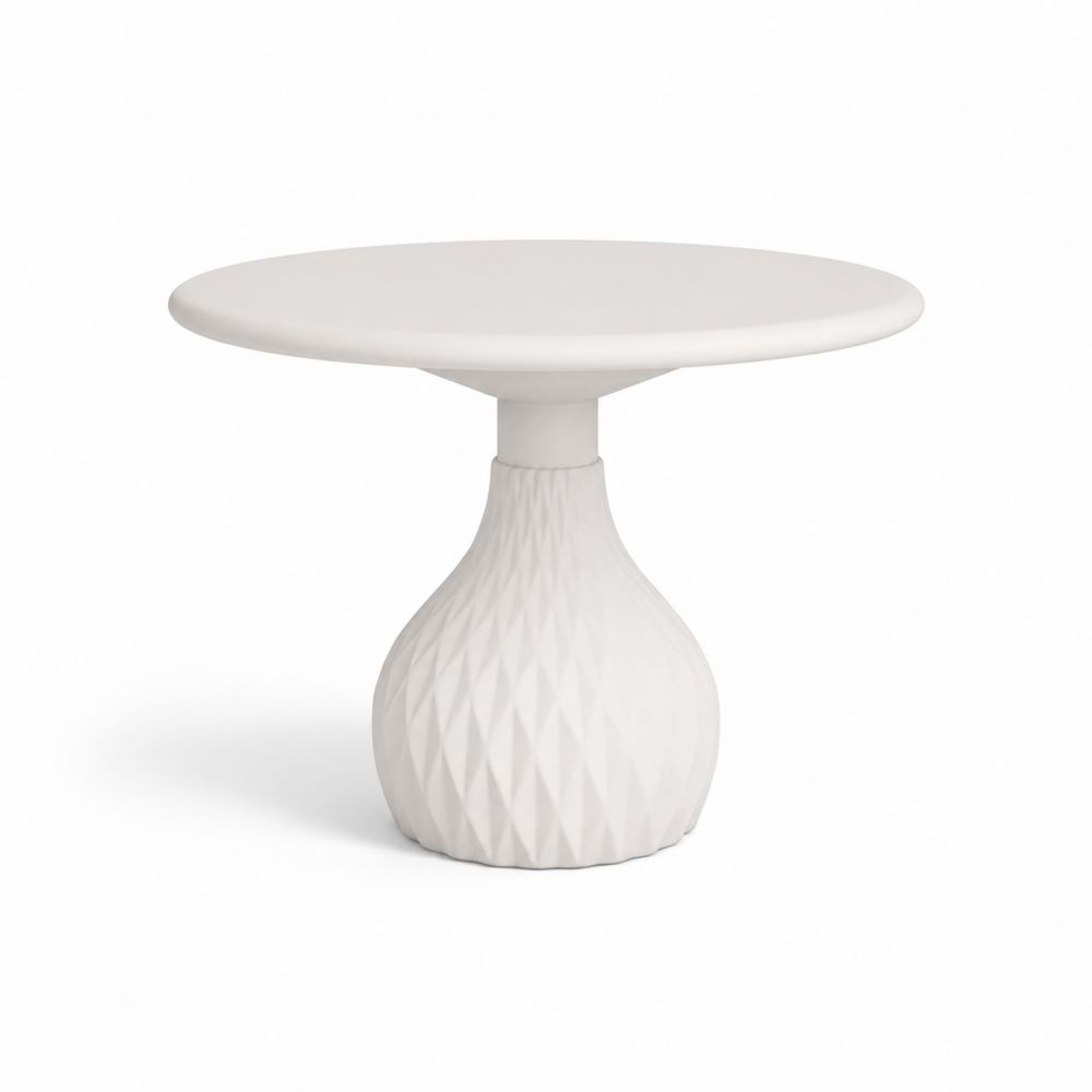 Mesa de comedor redonda de cerámica blanca 100 cm