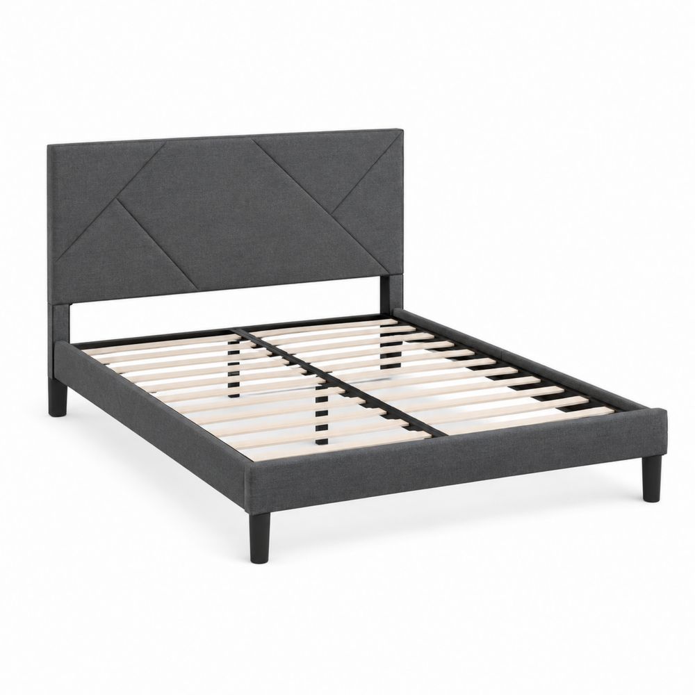 Cama de Matrimonio Tapizada en Tela Gris 200x160 cm