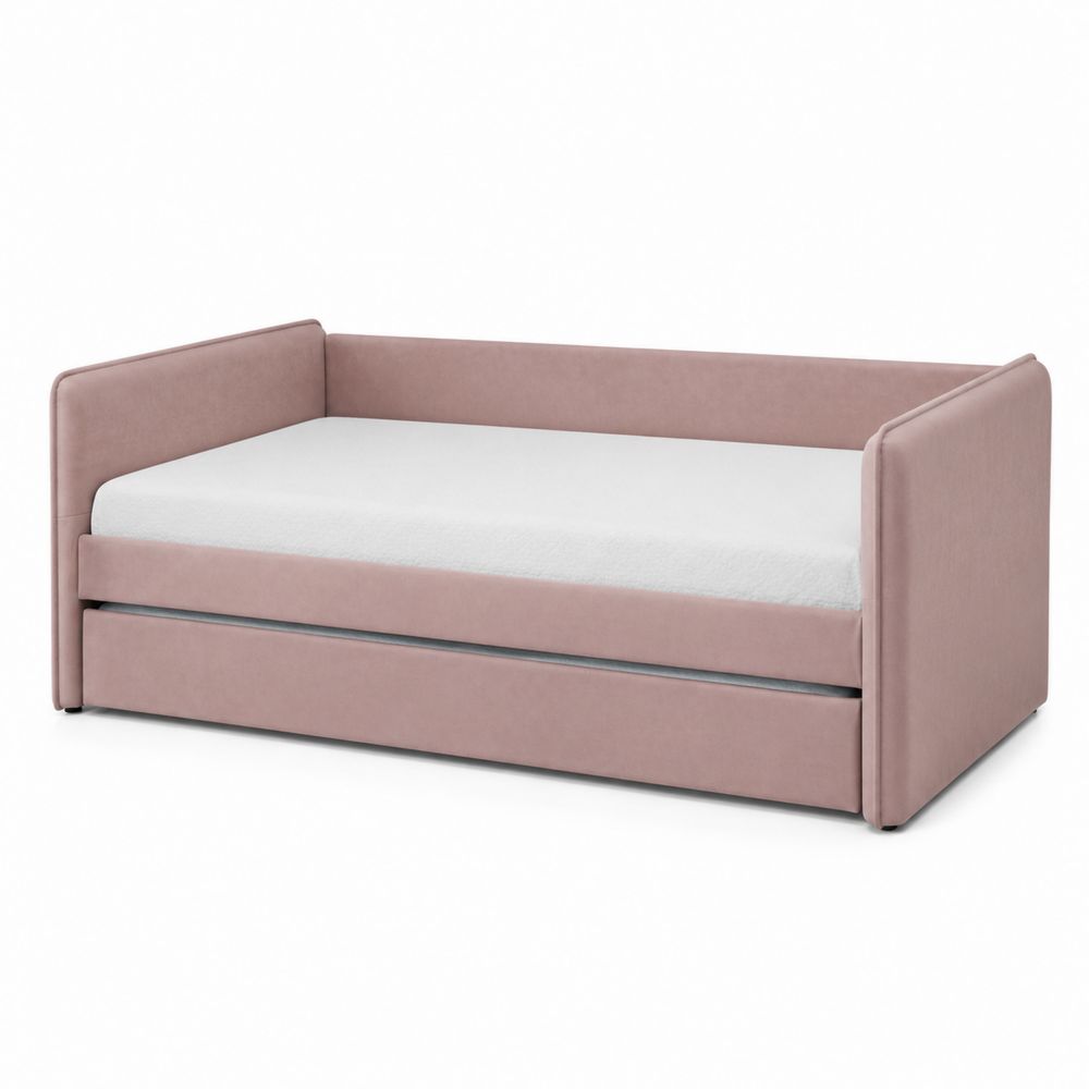 Diván cama de tela rosa 190x90 cm