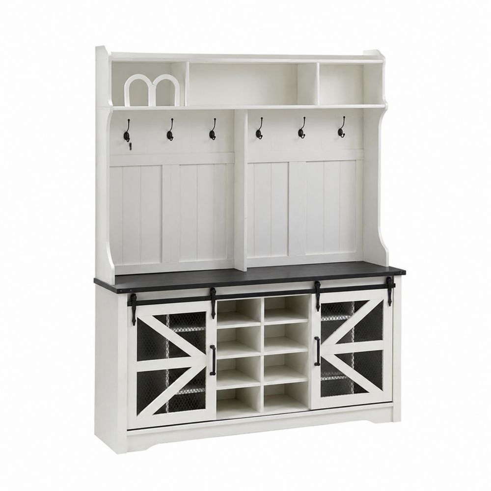 Perchero de Madera con Puertas Correderas y Ganchos