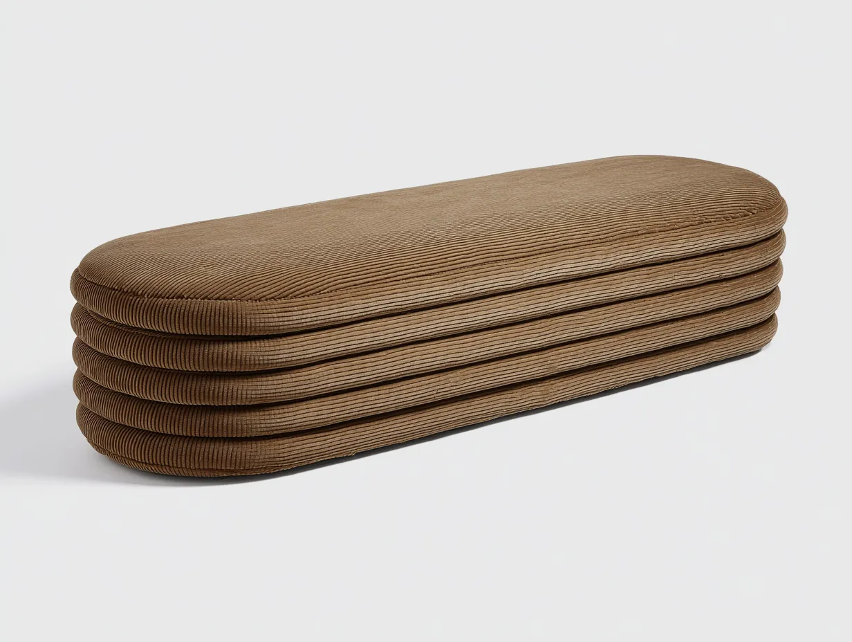 Bank Cord 170x56x38 cm - braun - gerippte Ovalform für Schlafzimmer-Simizadecor