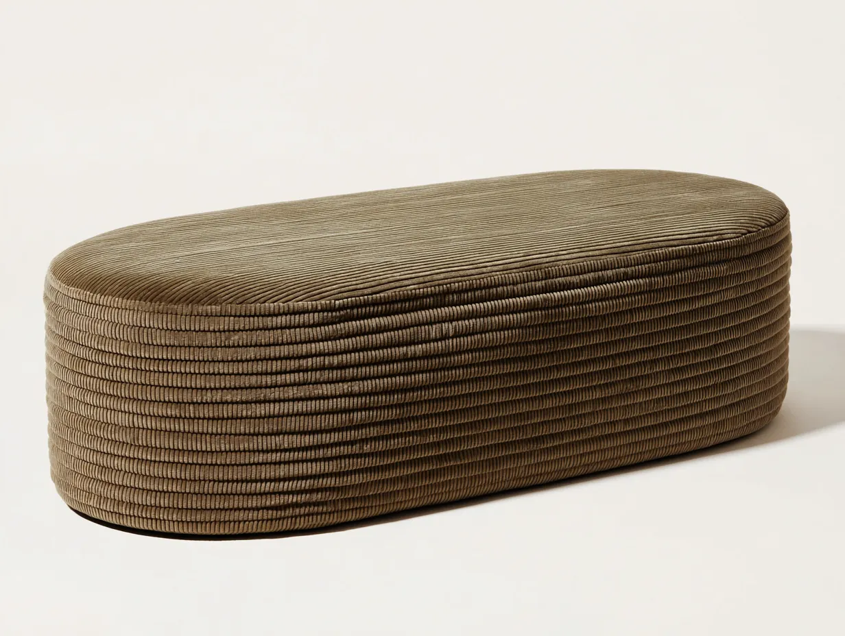 Bank Cord 175x58x37 cm - braun - oval gepolstert für Schlafzimmer-Simizadecor
