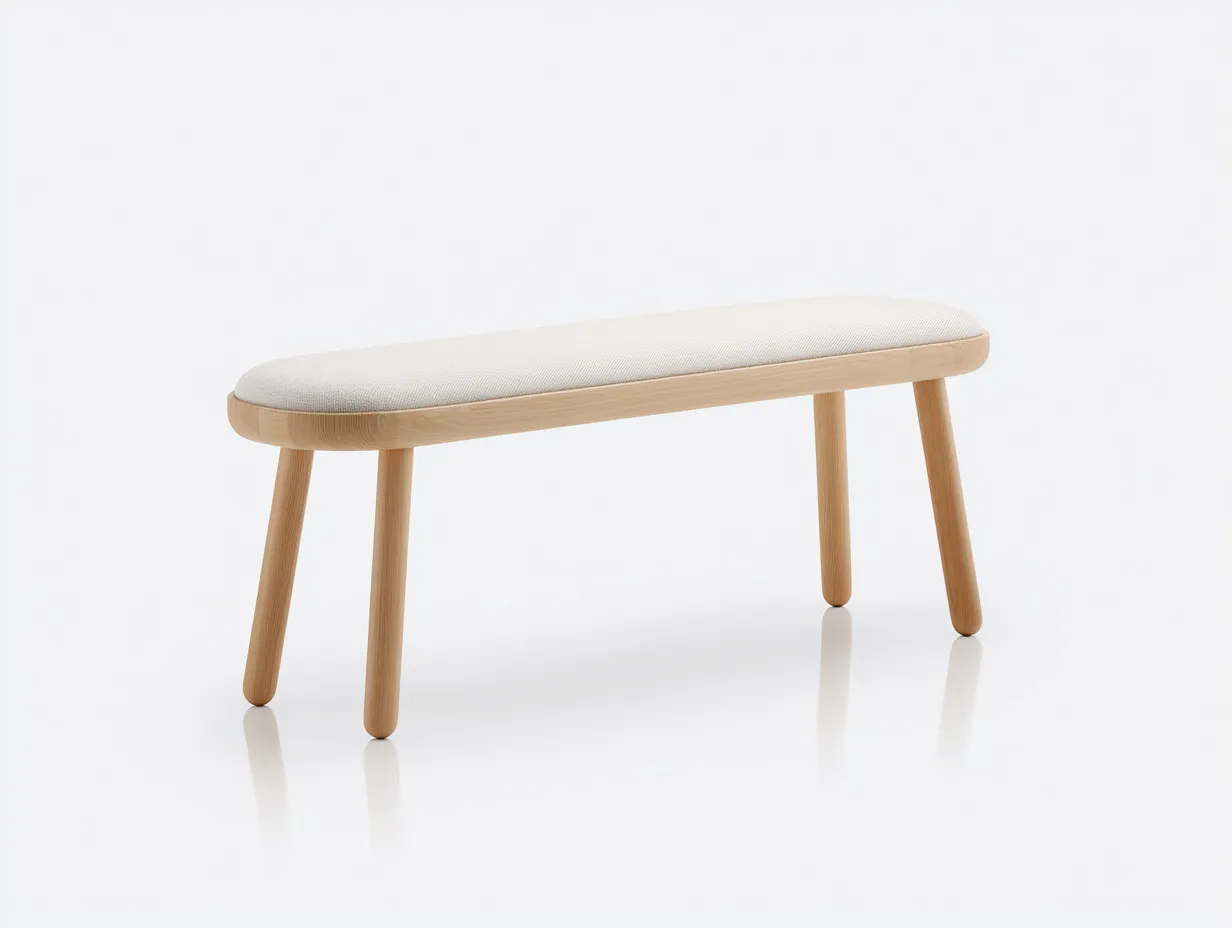 Bank Bouclé 155x46x43 cm - beige - rund gepolstert für Schlafzimmer-Simizadecor
