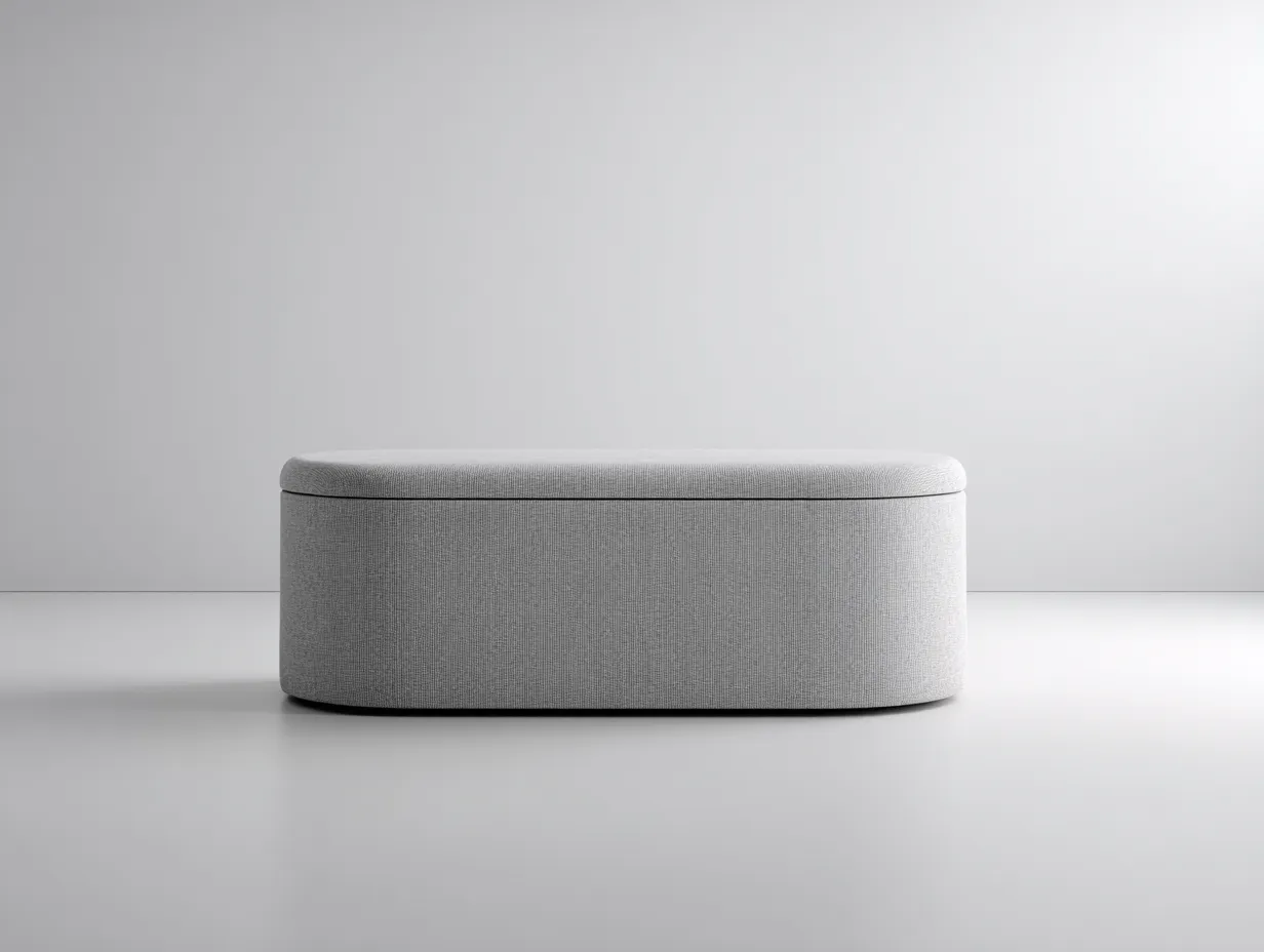 Bank Stoff 150x45x43 cm - hellgrau - Stauraum für Schlafzimmer-Simizadecor