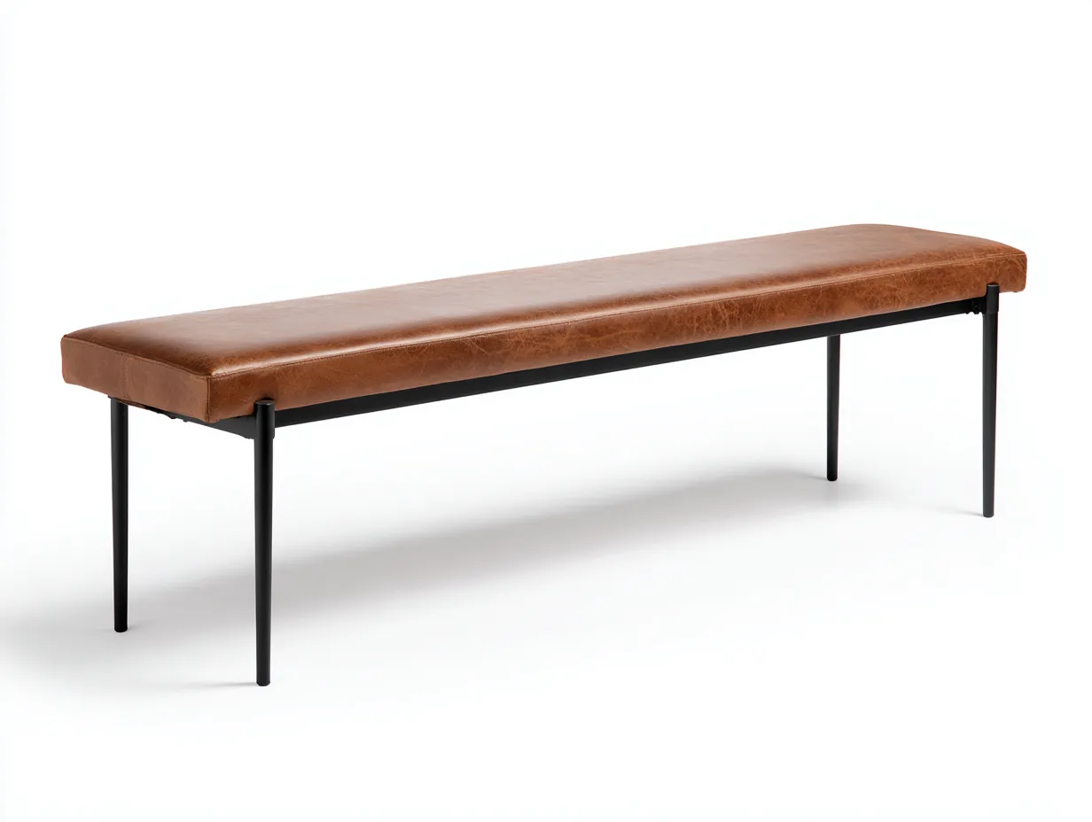 Bank Kunstleder Metall 170x38x44 cm - braun-schwarz - Schlafzimmer-Simizadecor