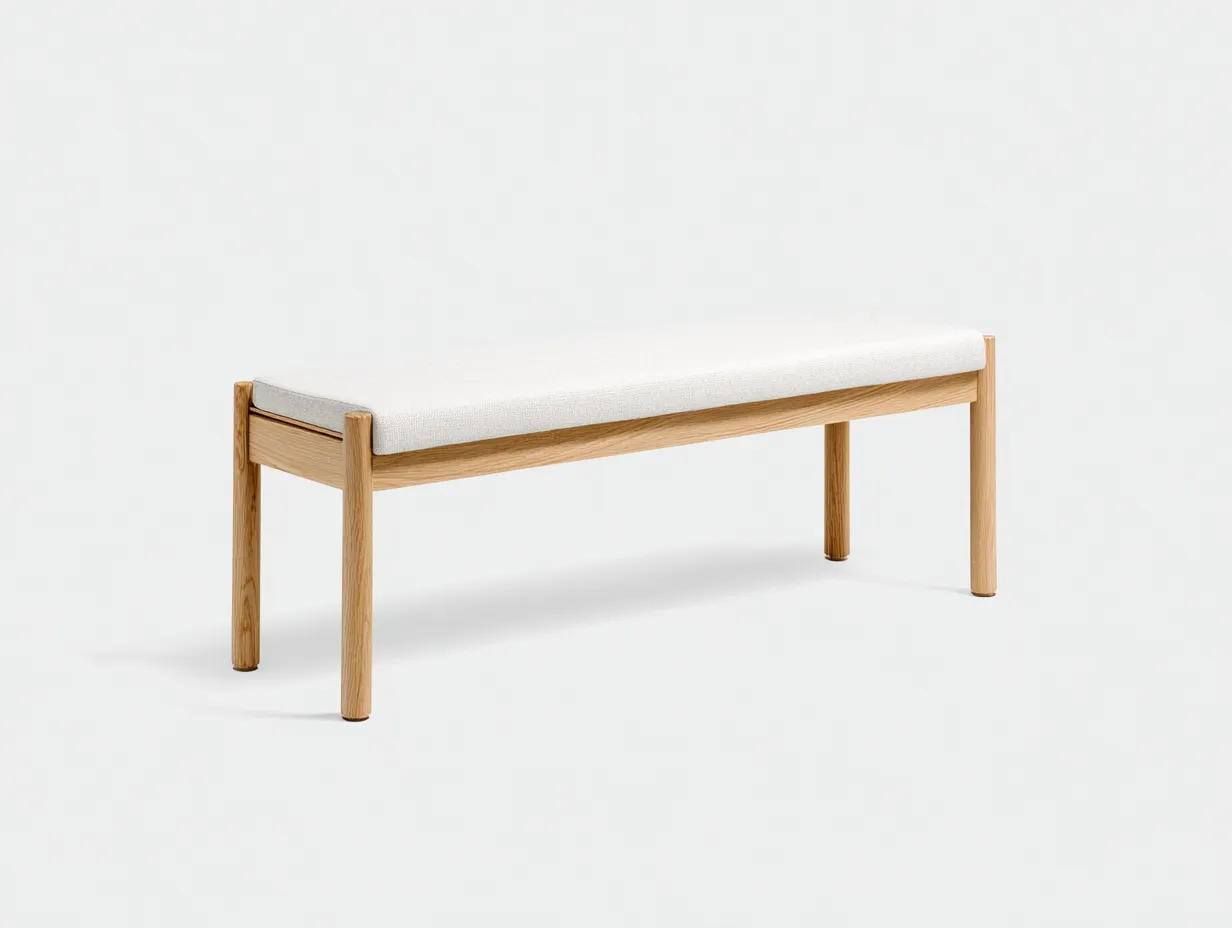 Bank Stoff Holz 165x42x46 cm - beige-braun - Schlafzimmer-Simizadecor