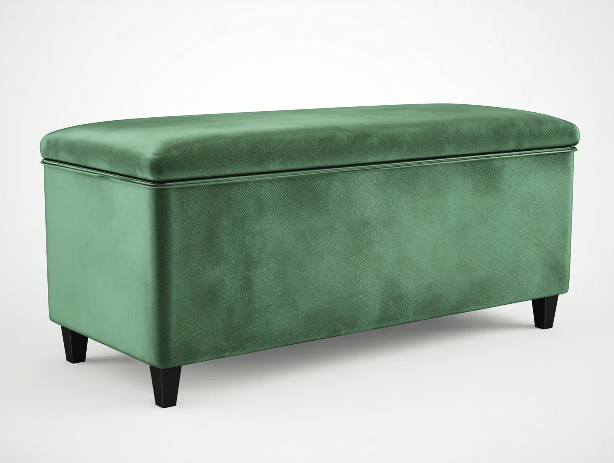 Bank Samt 170x45x48 cm - grün-schwarz - Stauraum für Schlafzimmer-Simizadecor