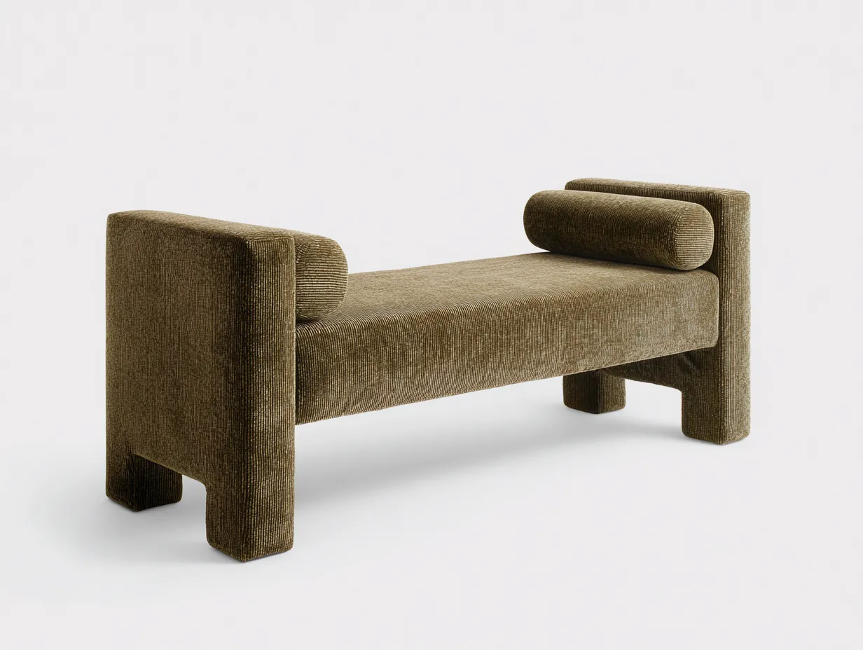 Bank Cord 175x55x52 cm - olivgrün - mit Armlehnen für Schlafzimmer-Simizadecor