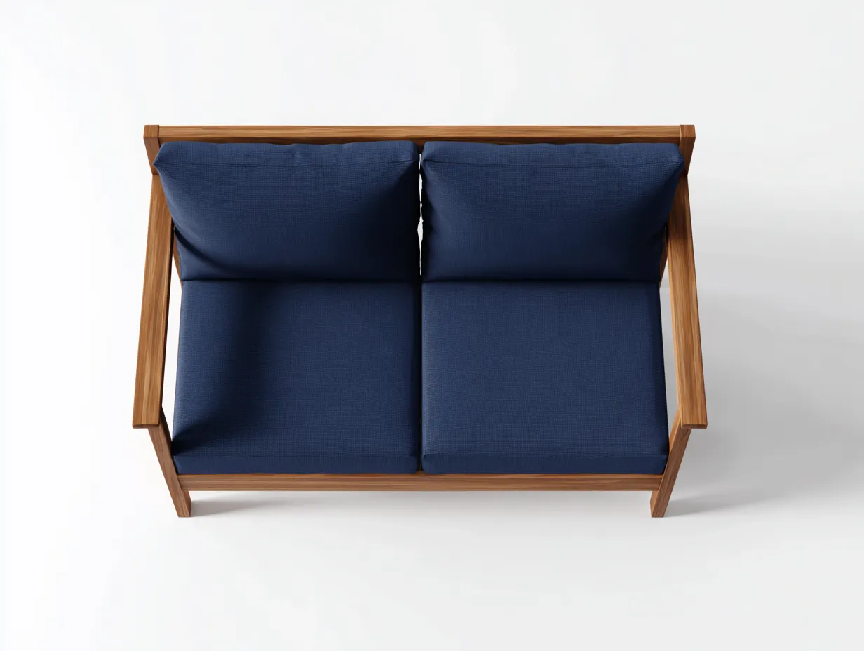 2-Sitzer-Sofa Holz 158x82x76 cm - dunkelblau und natur - geneigter Rahmen für Outdoor-Simizadecor