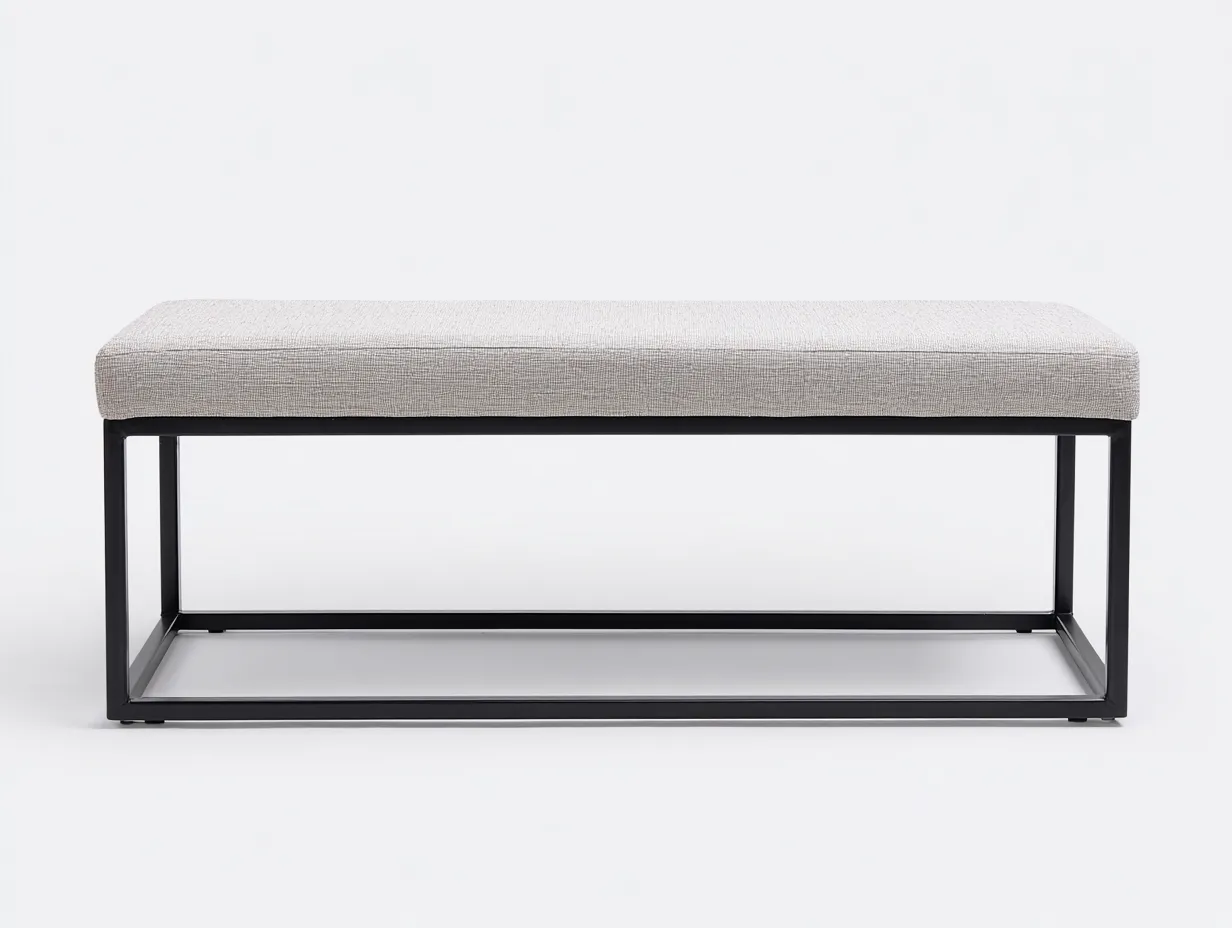 Bank Stoff Metall 160x45x45 cm - hellgrau-schwarz - Schlafzimmer-Simizadecor