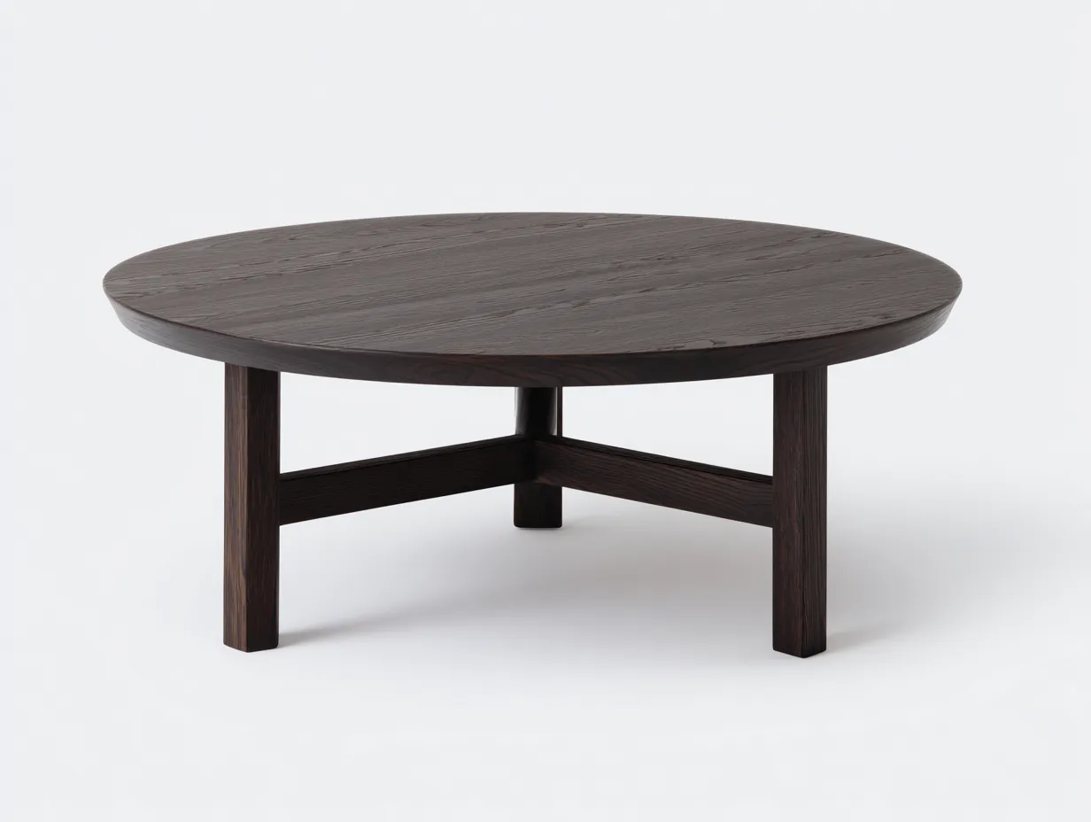 Couchtisch Holz 106x106x39 cm - dunkelgrau und dunkelbraun - rund für Wohnzimmer-Simizadecor