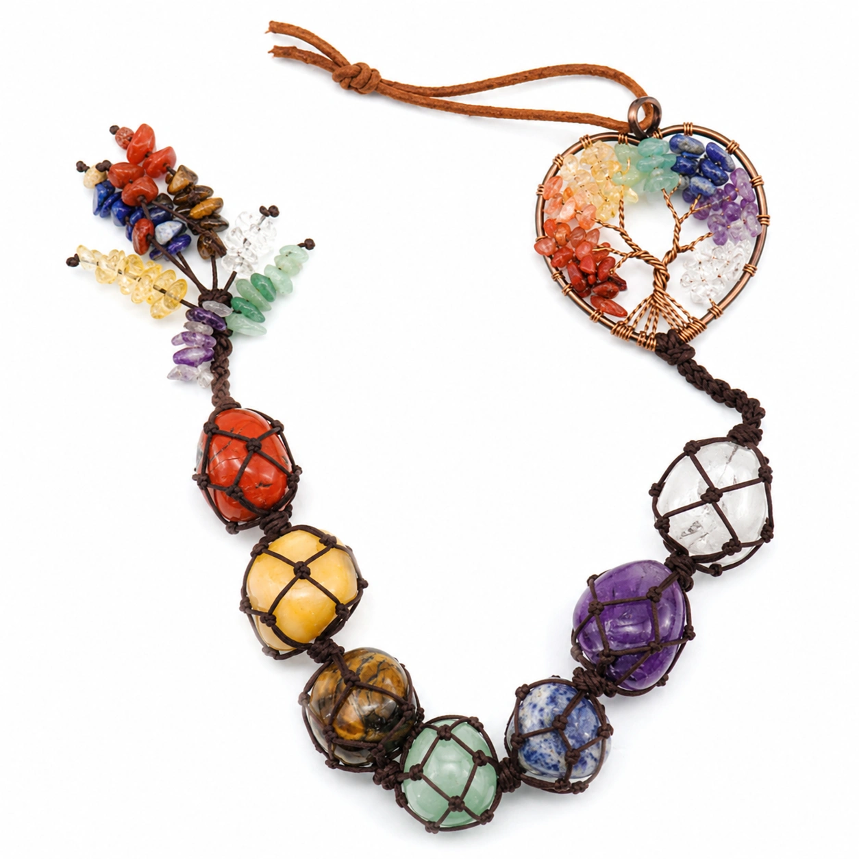 Colgante decorativo multicolor con arbol de piedras-Casawooda
