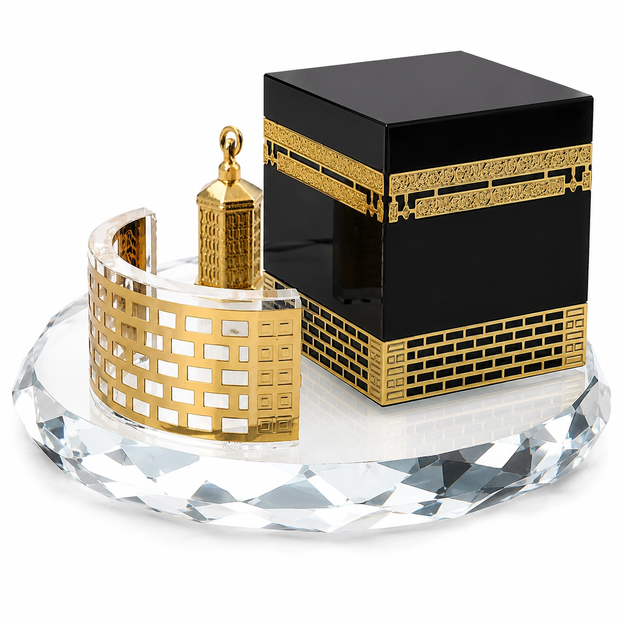 Figura decorativa negra con base de cristal-Casawooda