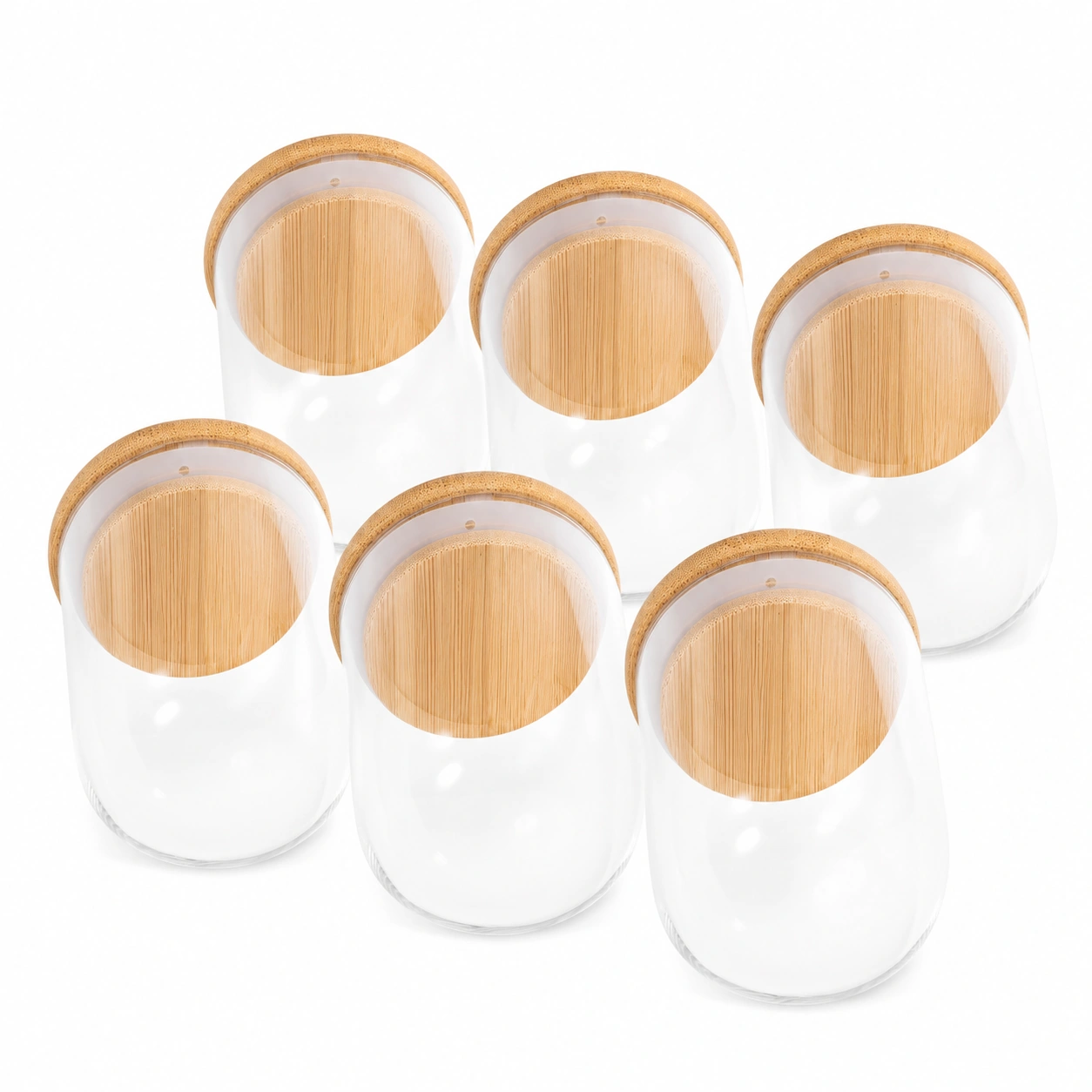 Tarros de Vidrio con Tapa de Bambu-Casawooda