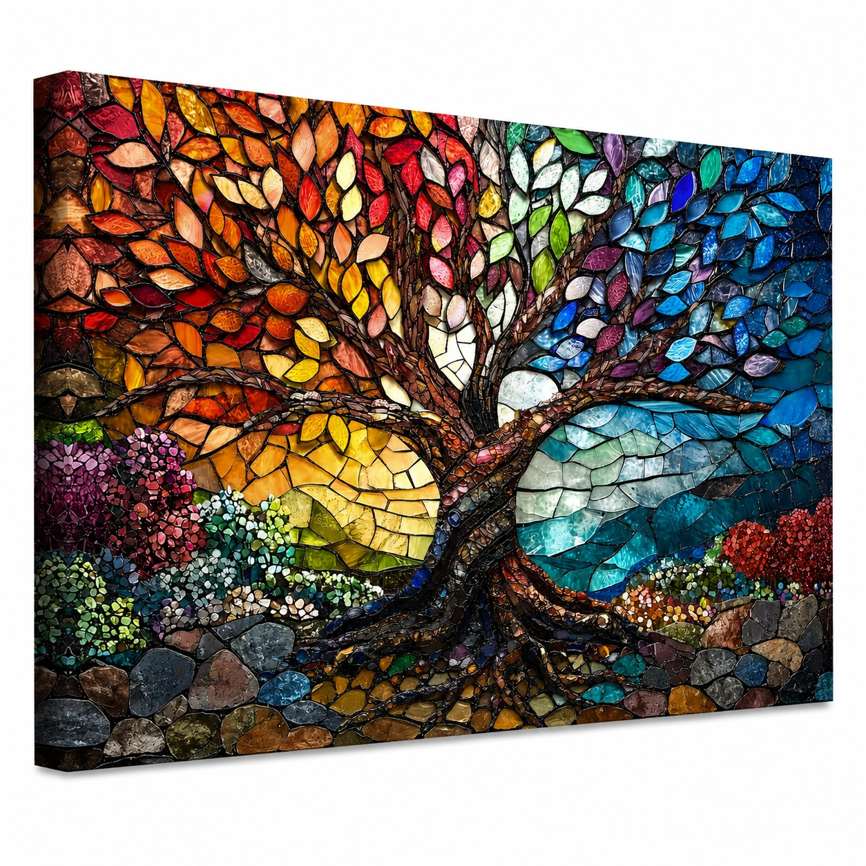 Cuadro decorativo multicolor con arbol-Casawooda