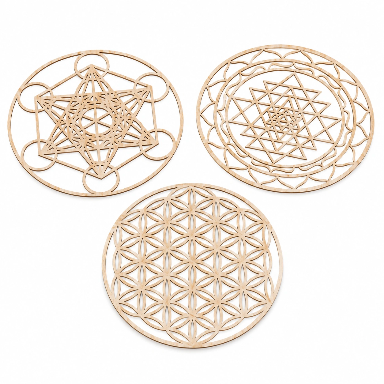 Set de mandalas decorativos de madera-Casawooda