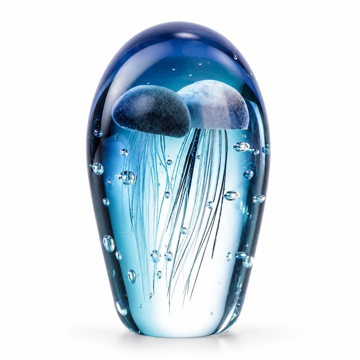 Figura decorativa azul de vidrio con medusas-Casawooda
