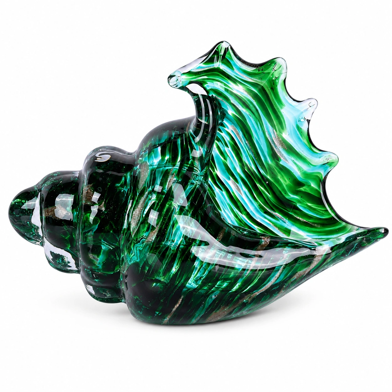 Figura de cristal con forma de concha verde-Casawooda