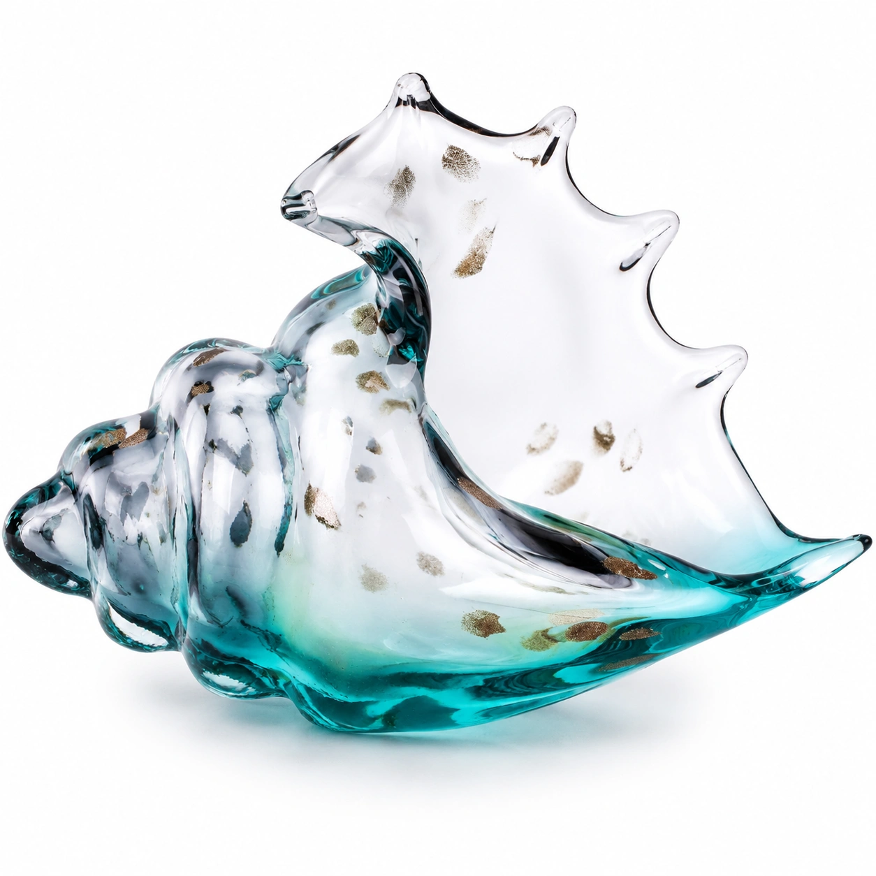 Figura de cristal con forma de concha azul-Casawooda