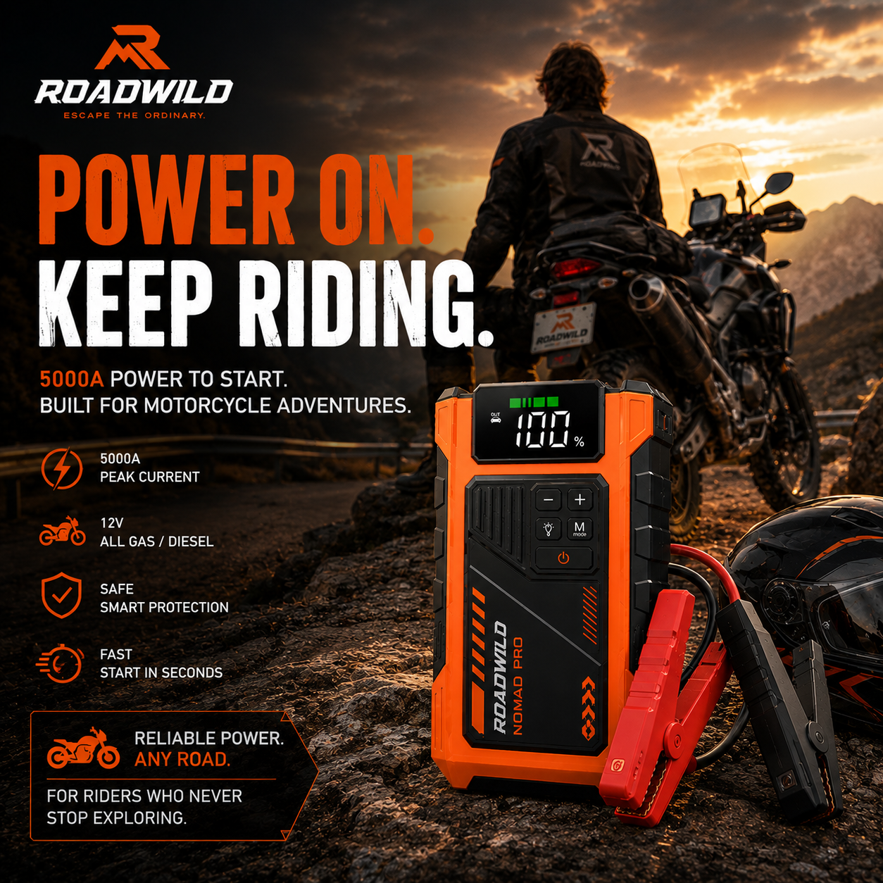 ROADWILD NOMAD PRO 5000A Jump Starter & Air Compressor - Main View