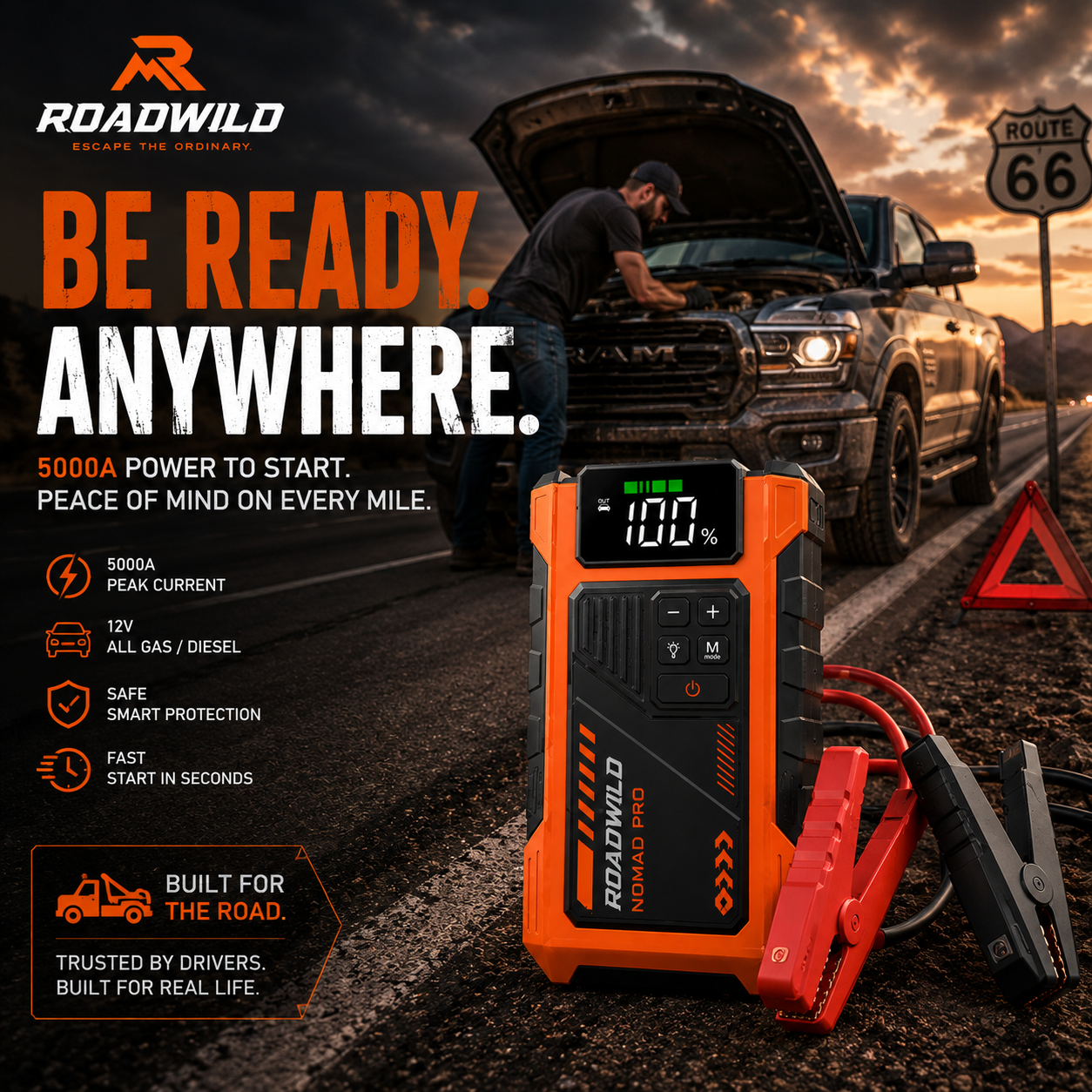 ROADWILD NOMAD PRO 5000A Jump Starter & Air Compressor - Package View