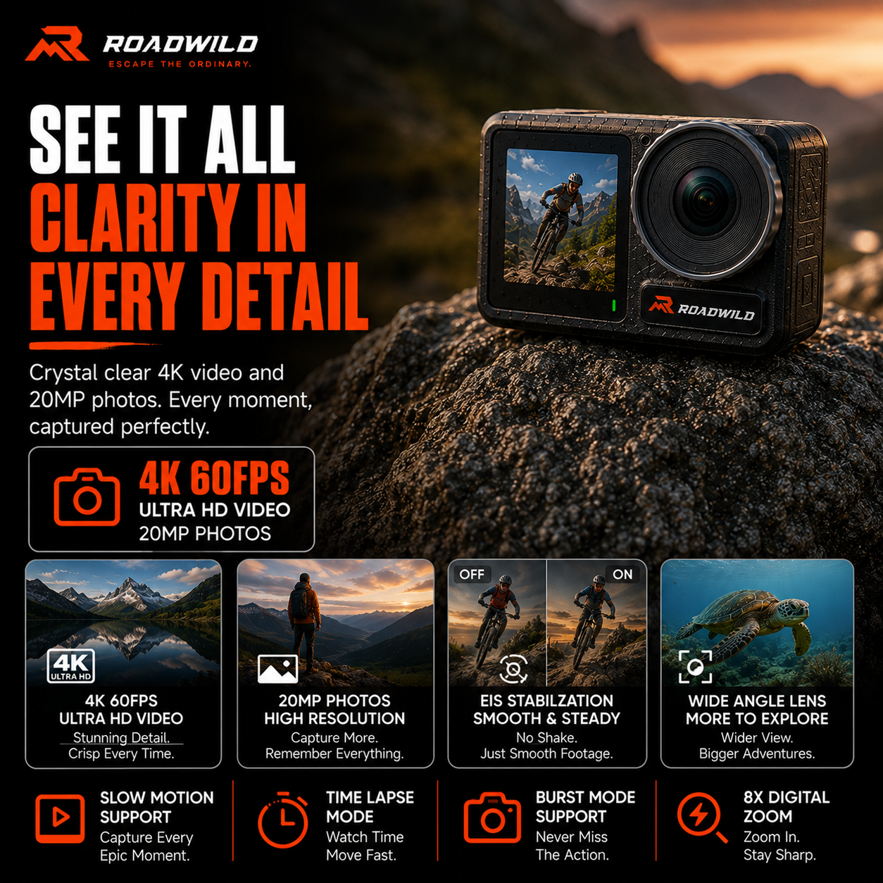 ROADWILD TRAILCAPTURE Adventure Action Camera - Lifestyle