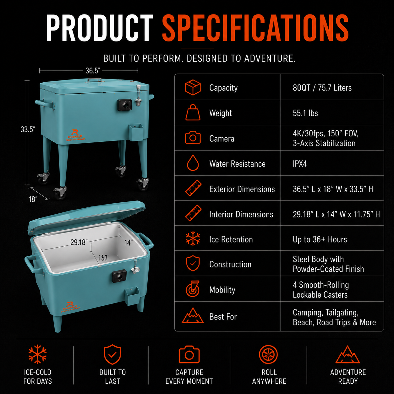 ROADWILD CHILLBOX 80QT ROLLING COOLER - In Use