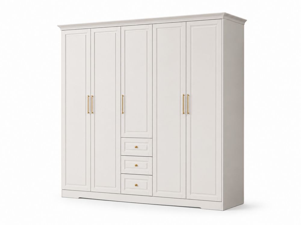 Armario de MDF Blanco con 5 Puertas y 3 Cajones