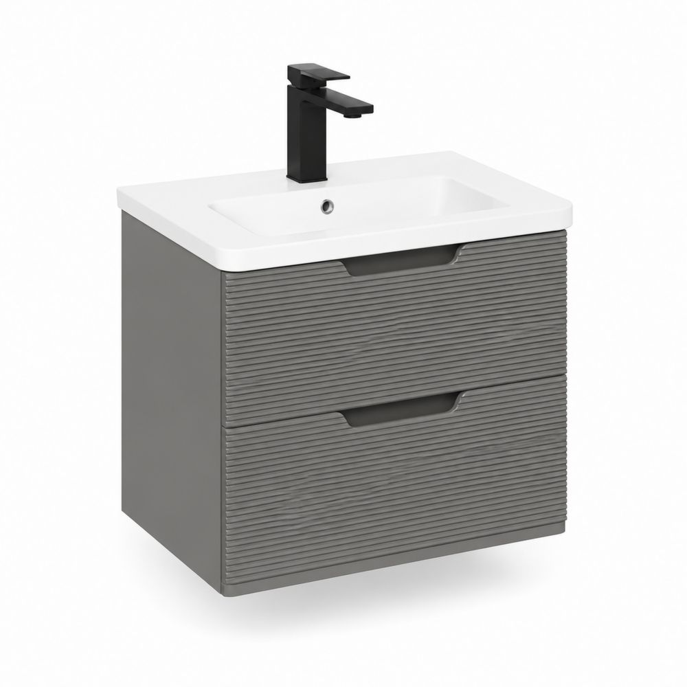 Mueble de baño MDF 60x45x50 cm con Lavabo de Cerámica Gris