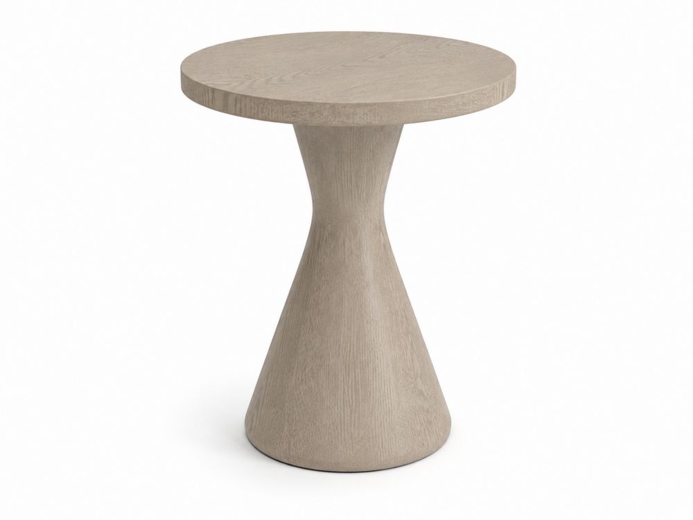 Mesa auxiliar redonda de madera de roble, 45 cm de altura