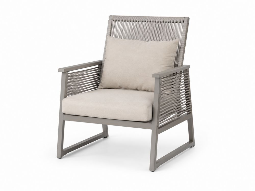 Sillón de Aluminio y Cuerdas de Poliéster con Cojines Beige