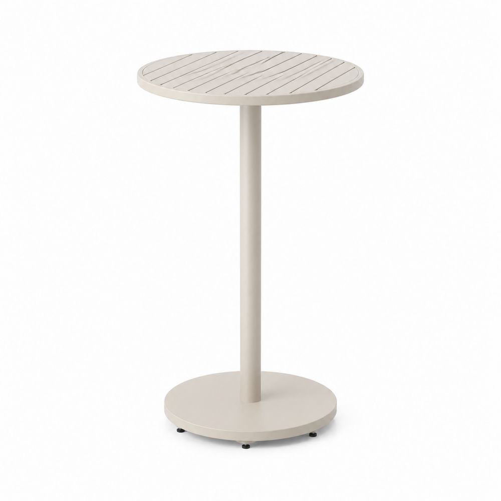Mesa alta de aluminio redonda 105 cm Beige