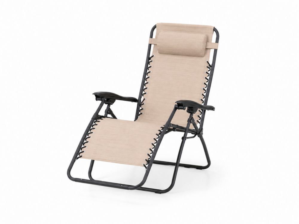 Silla Reclinable de Metal y Poliéster para Exterior Beige