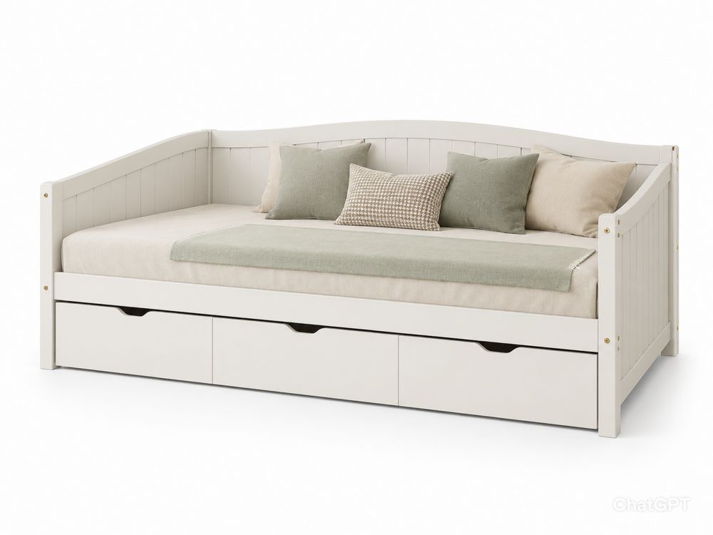 Diván cama con cajones de almacenamiento madera maciza Blanco