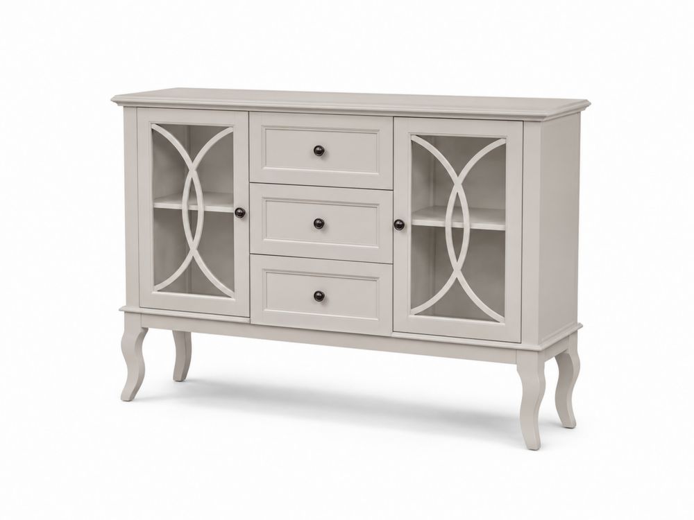 Aparador de Madera y Vidrio Templado 120x40x90 cm Blanco