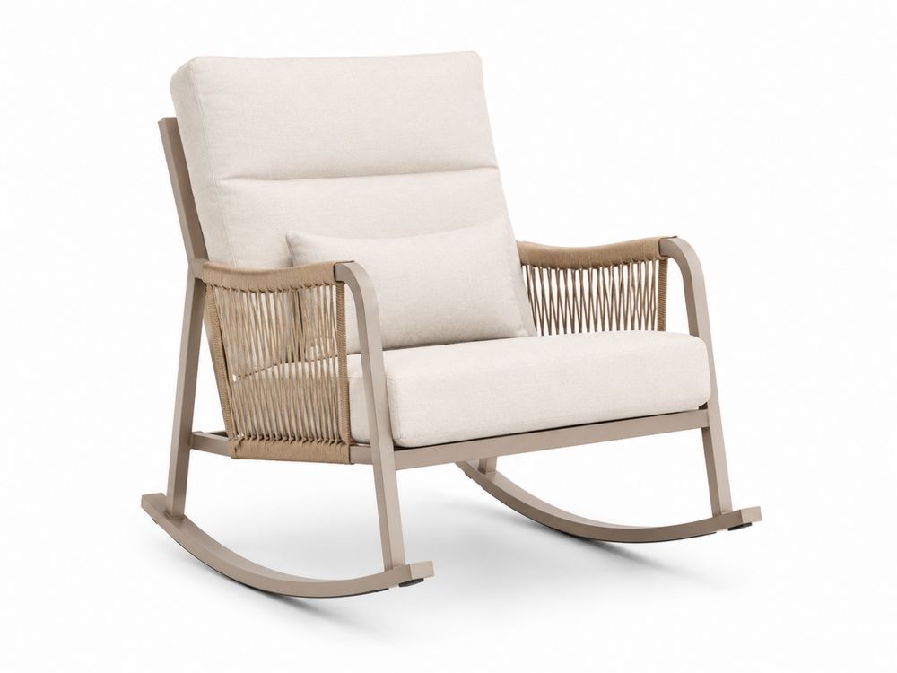 Silla mecedora con estructura de aluminio y cuerda de poliéster