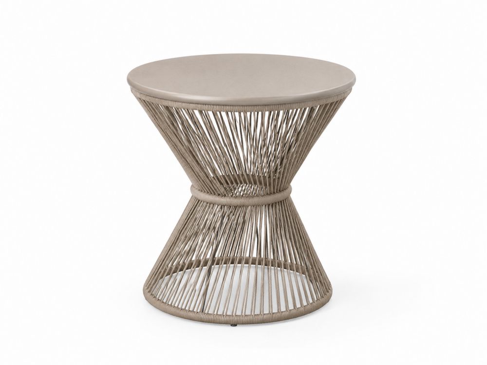 Mesa de Exterior de Resina y Cuerda Sintética Beige