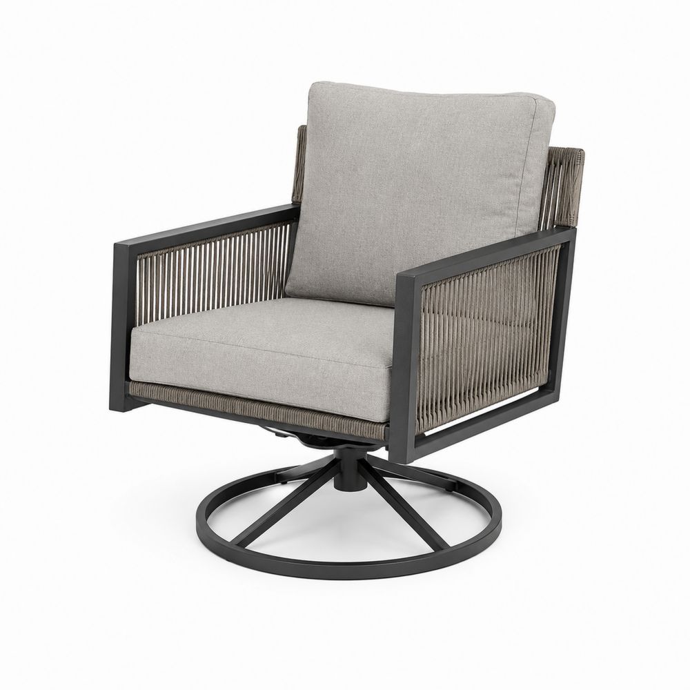 Sillón Giratorio de Exterior con Estructura de Aluminio y Cojines de Poliéster